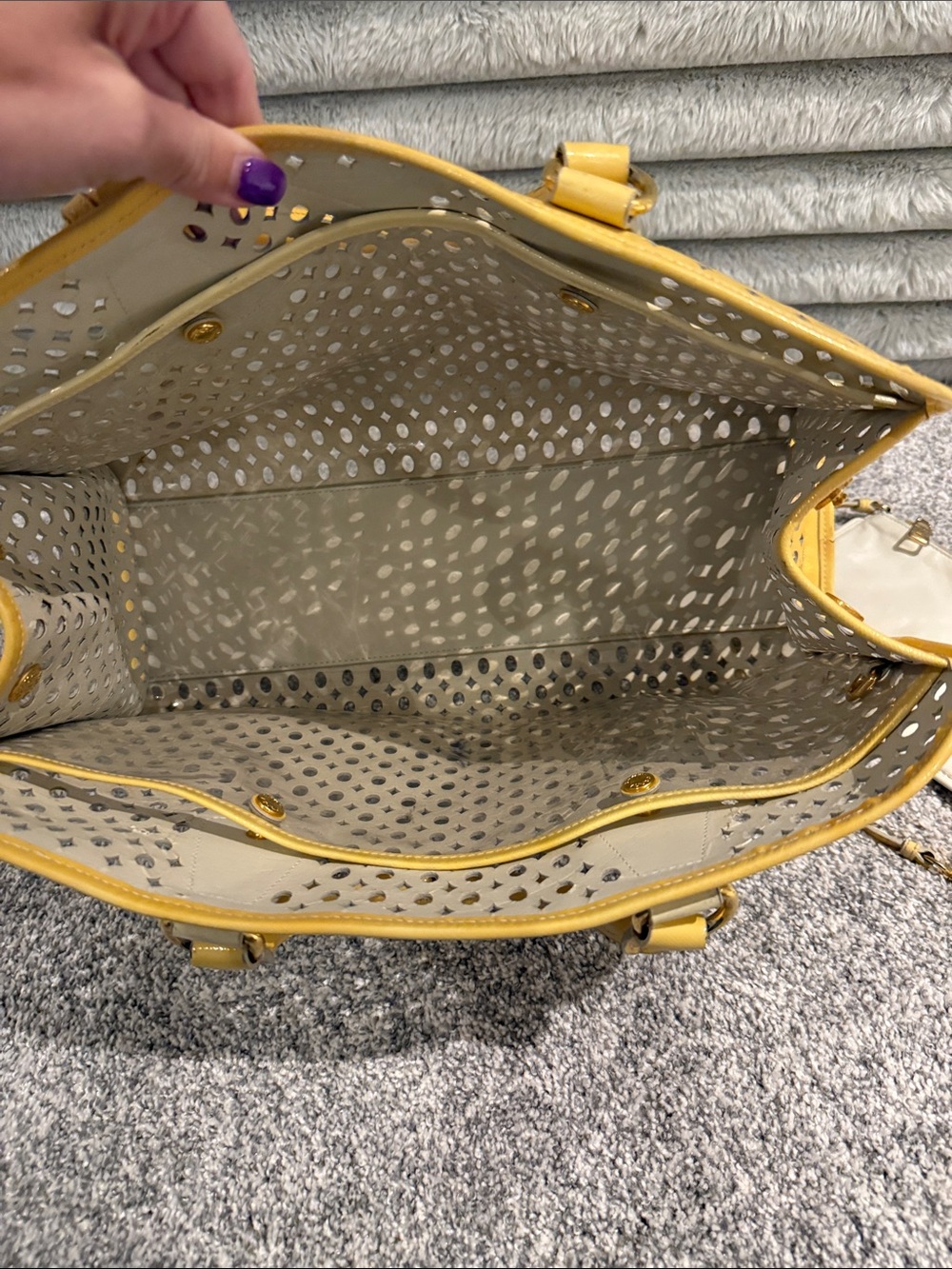Prada Yellow Perforated Leather Satchel - Picture 4 of 9